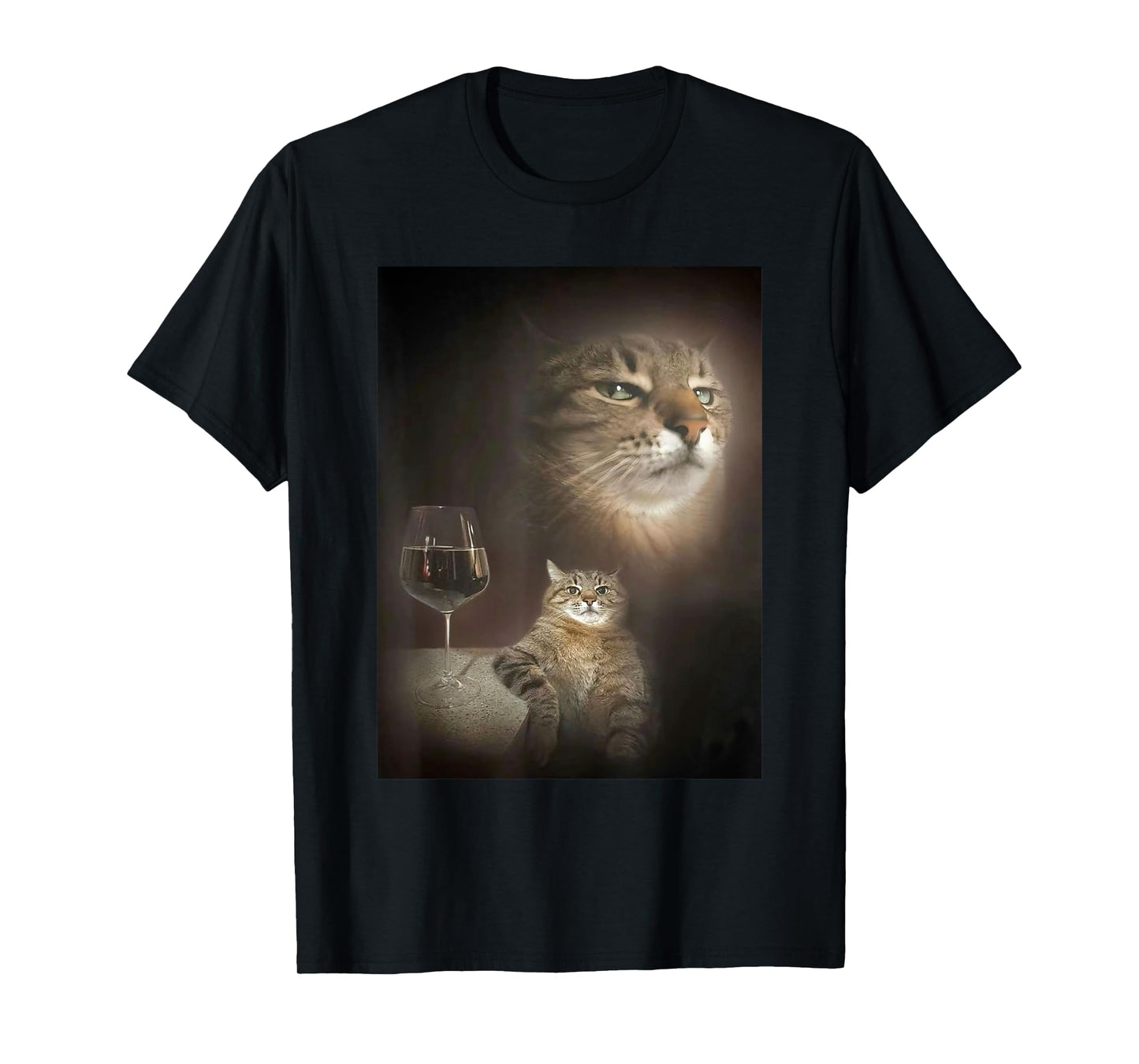 Wine Glass Cat Mood Artwork T-Shirt