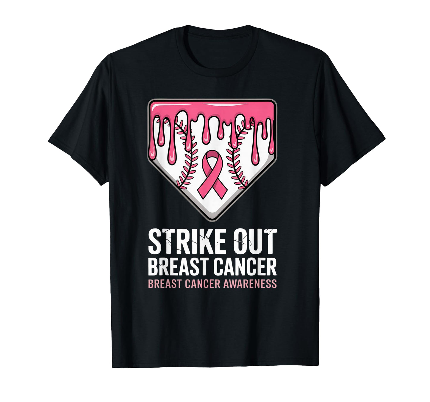 Strike Out Breast Cancer Baseball Awareness Pink Ribbon T-Shirt