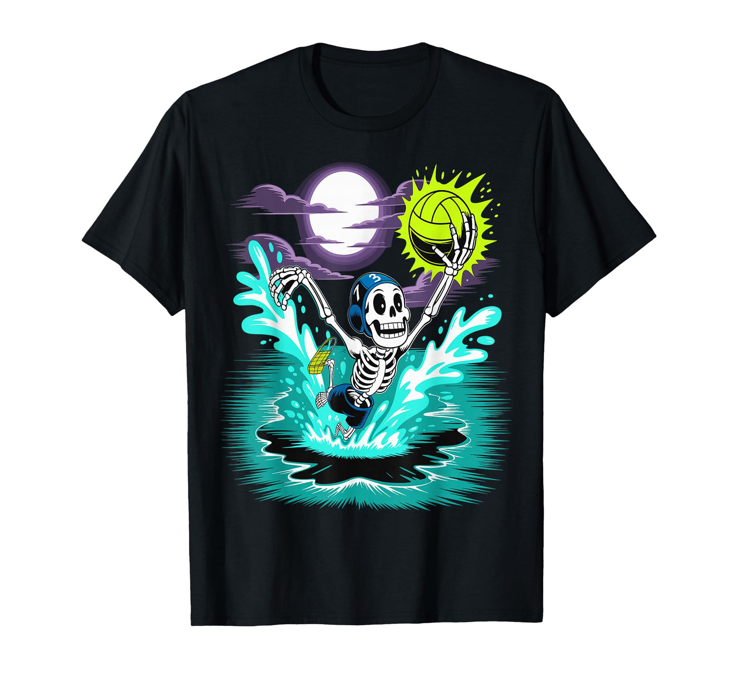 Funny Skeleton Water Polo Halloween Sports T-Shirt