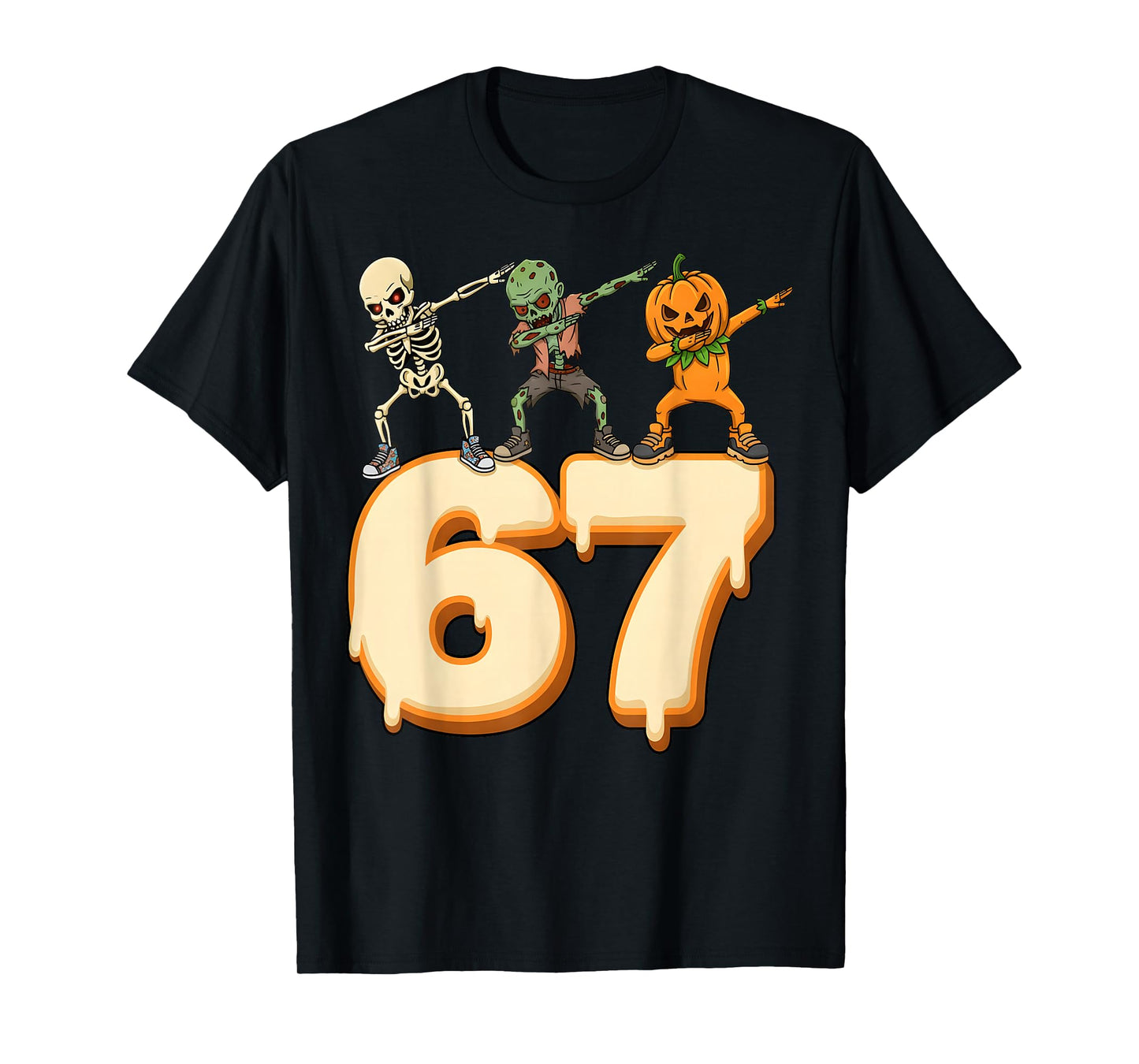 Six Seven Funny Kids Skeleton Gen Z Slang 67 Halloween Meme T-Shirt
