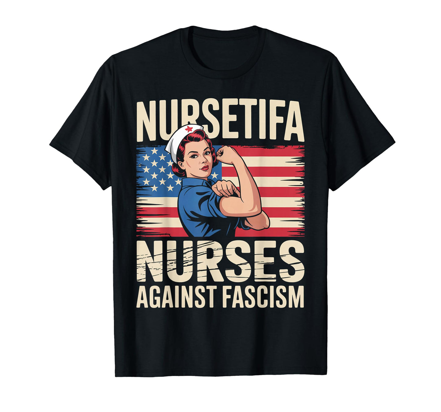 Nursetifa Nurse Against Fascism Flag Resist No Kings RN LPN T-Shirt