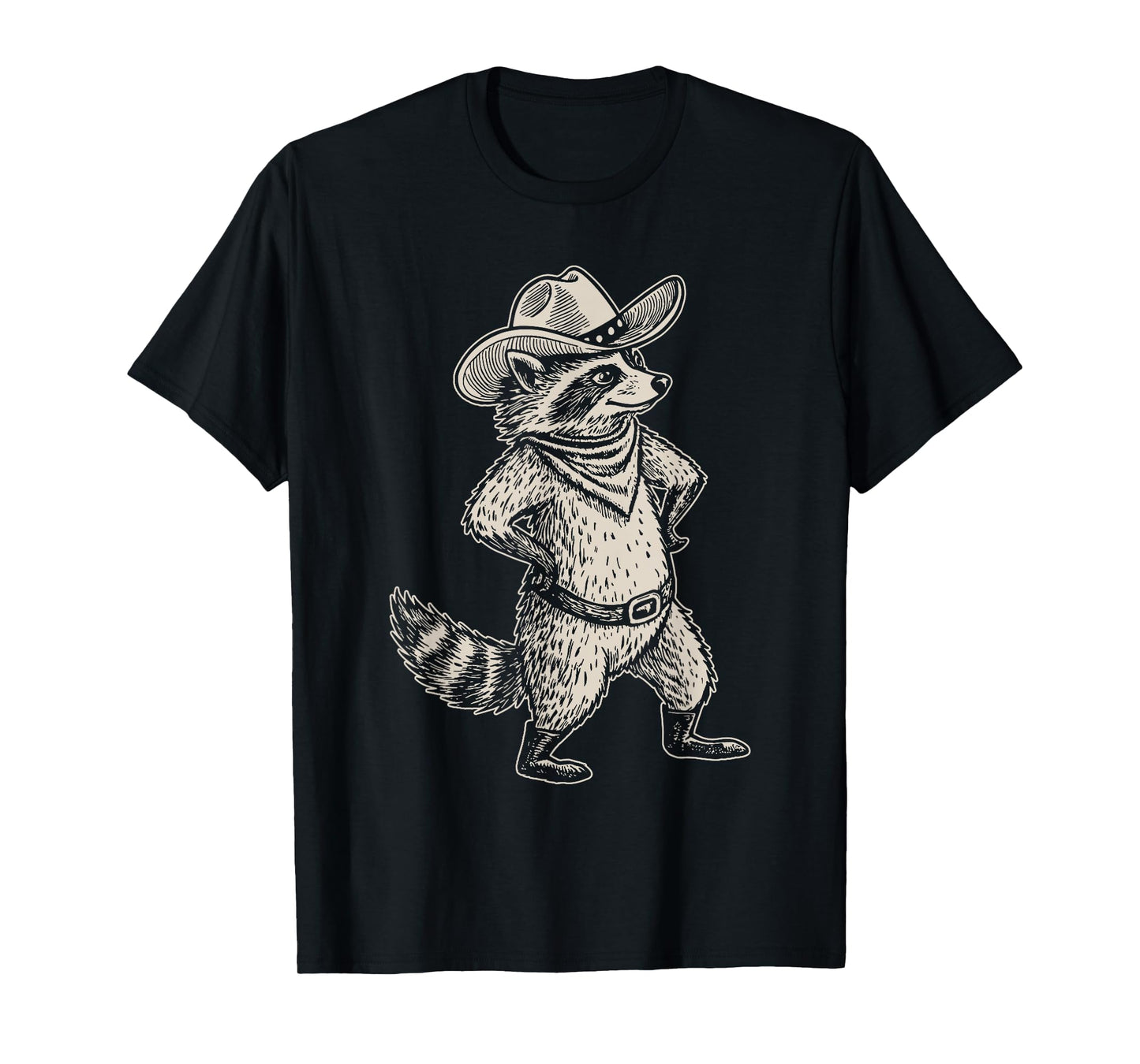 Vintage Raccoon Western Country Trash Panda Cowgirl Cowboy T-Shirt
