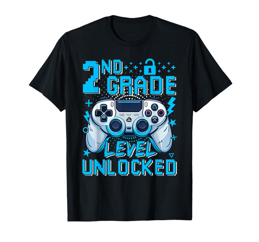 2nd Grade Level Unlocked Video Game First Day Boy Kid T-Shirt