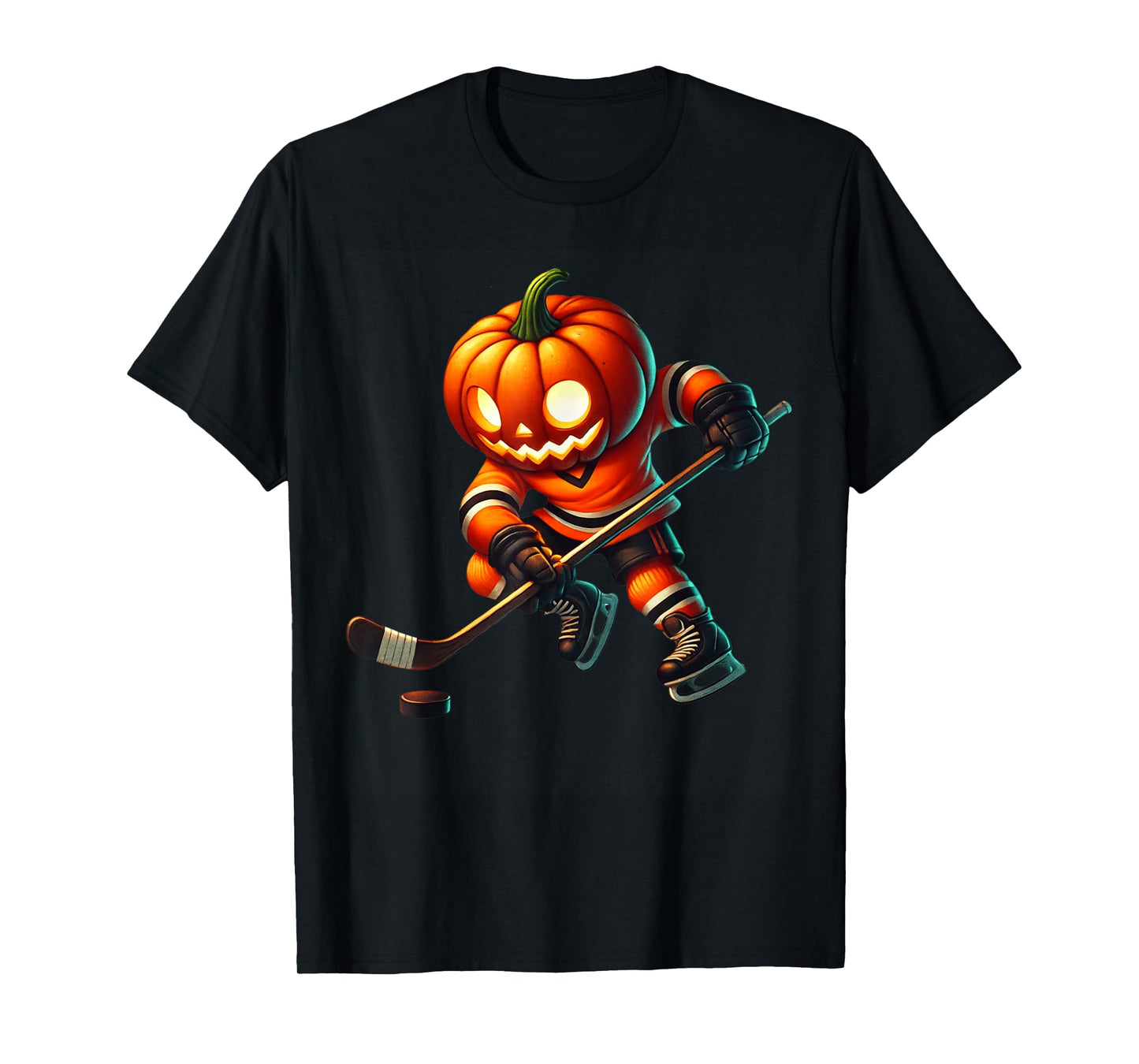 Ice Hockey Pumpkin Face Halloween Costume Men Boys Kids T-Shirt
