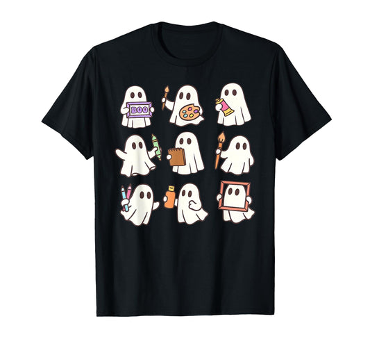 Art Teacher Ghost Halloween Artists Painter Teacher Spooky T-Shirt