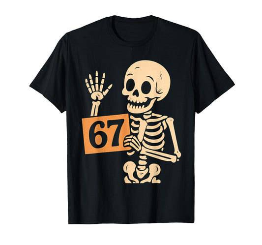 67 Meme Humor 6-7 Funny Skeleton Six Seven Halloween T-Shirt