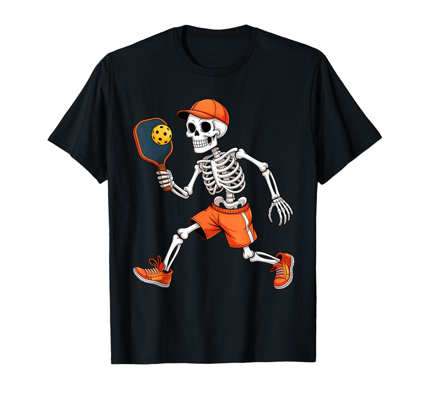 Funny Skeleton Play Pickleball Halloween Costume Boys Men T-Shirt