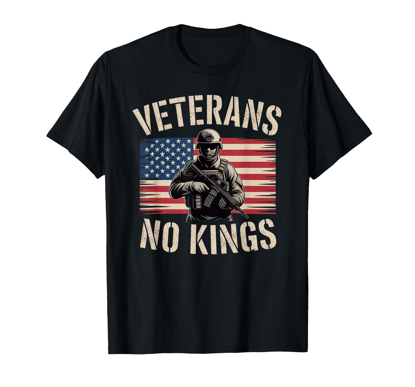 Veterans No Kings Shirt Vintage America Flag Veterans T-Shirt