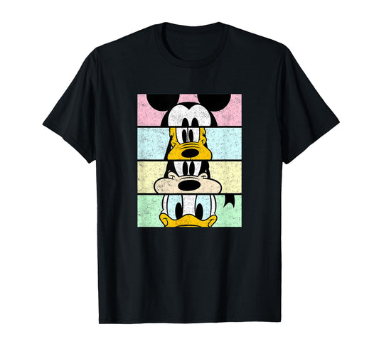 Disney Mickey And Friends Group Comic Panels Distressed T-Shirt
