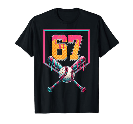 67 Ice Cream Drip Meme Six Seven Gen Alpha Slang Mason Meme T-Shirt