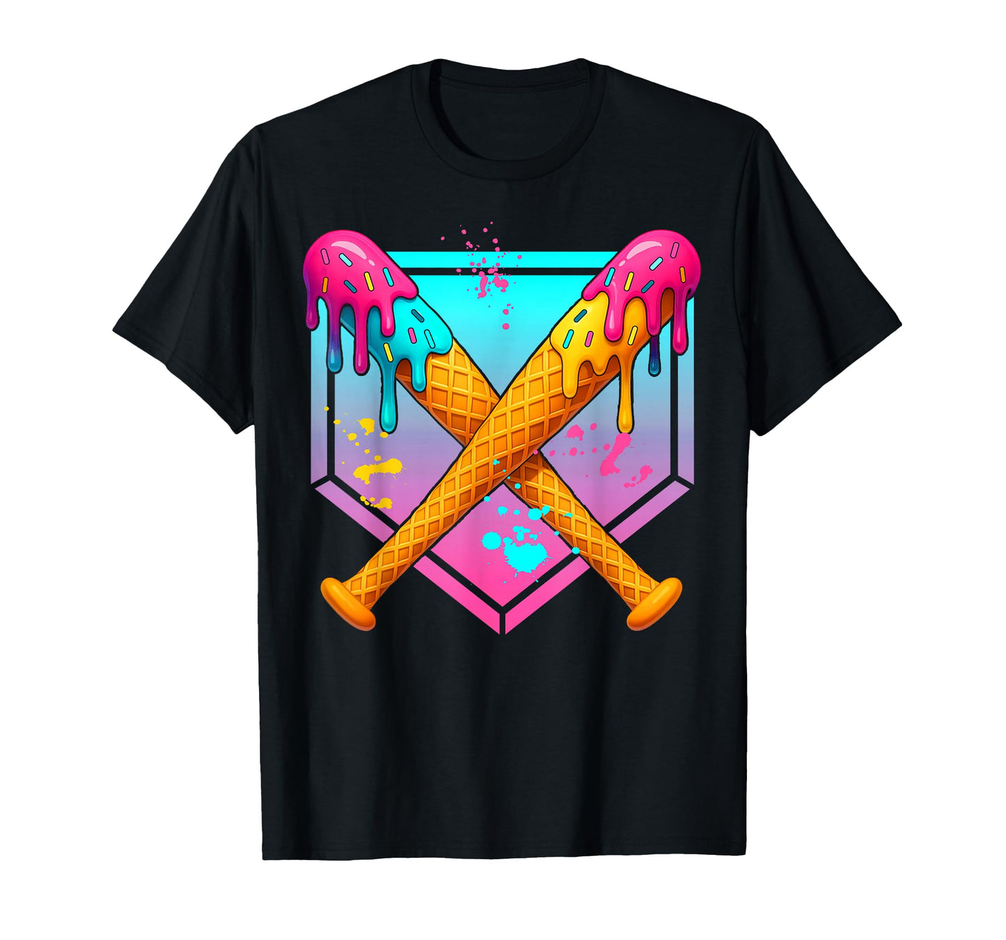 Baseball Drip Boys Ice Cream Youth Sweet Bat Home Plate T-Shirt