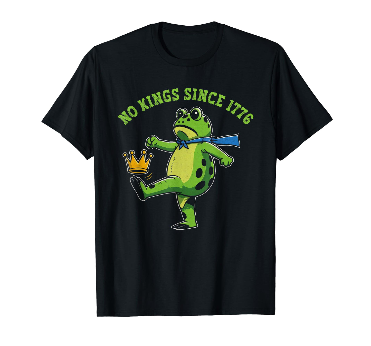 No Kings Since 1776 Portland Frog Kicking Crown Retro T-Shirt