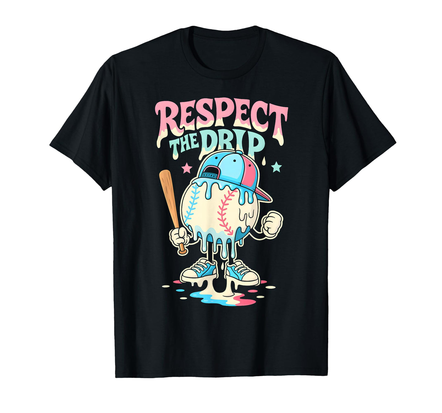 Baseball Ice Cream Drip for Boys Girls Respect The Drip T-Shirt