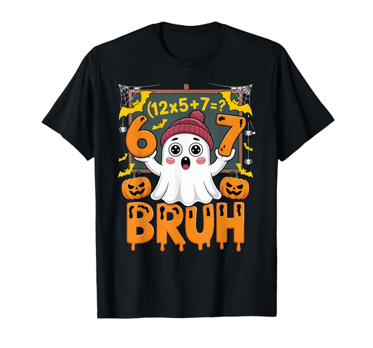 67 Teacher Halloween Ghost Six Seven Meme Math Humor Ghost T-Shirt
