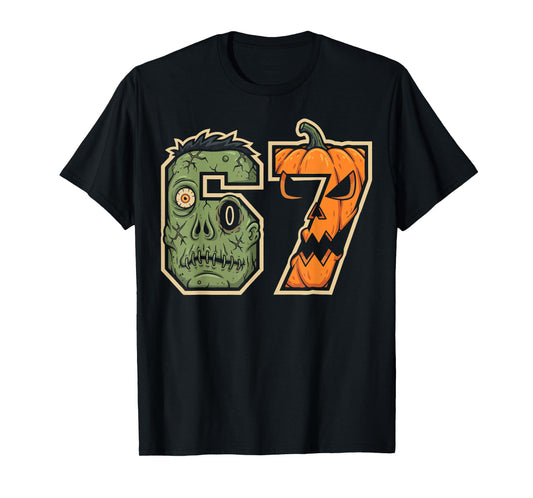 67 Zombie Pumpkin Six Seven Halloween Meme T-Shirt