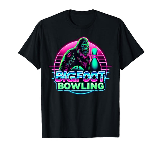 Bigfoot Bowling Funny Sasquatch Bowler Alley Pin Graphic T-Shirt