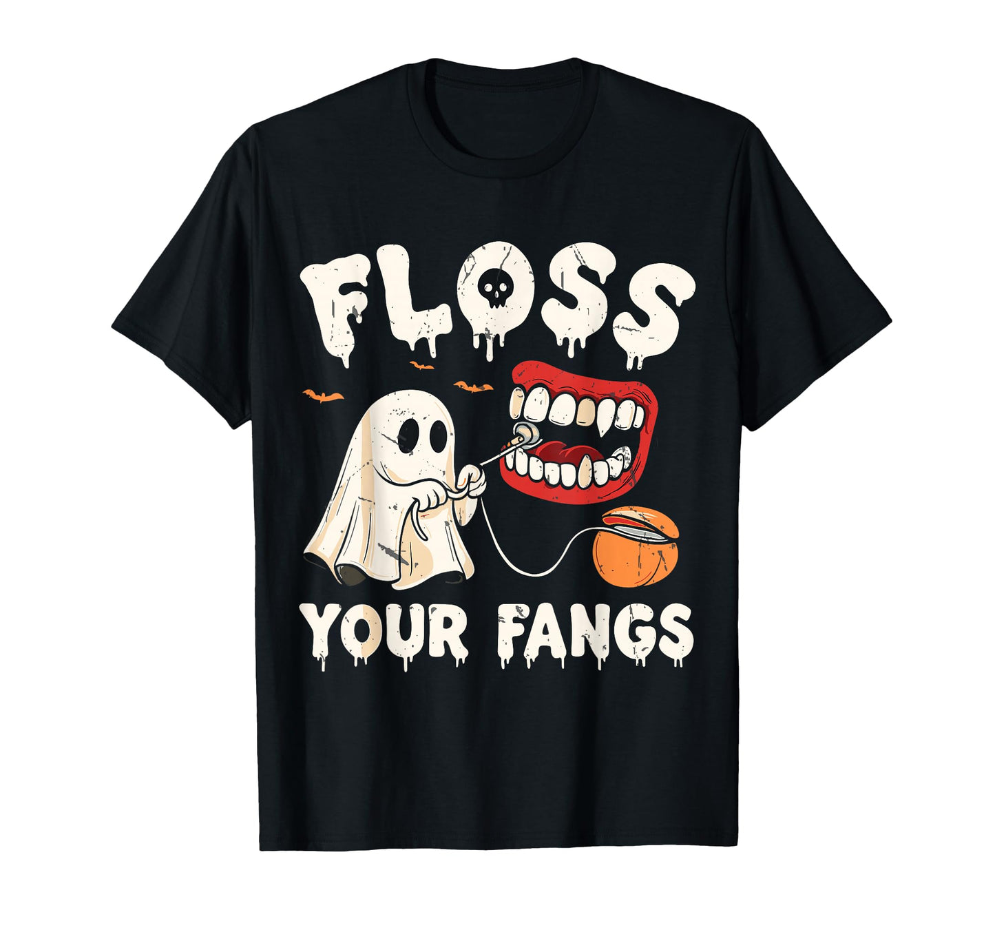 Floss Your Fangs Boo Dental Halloween Spooky Dentist T-Shirt T-Shirt