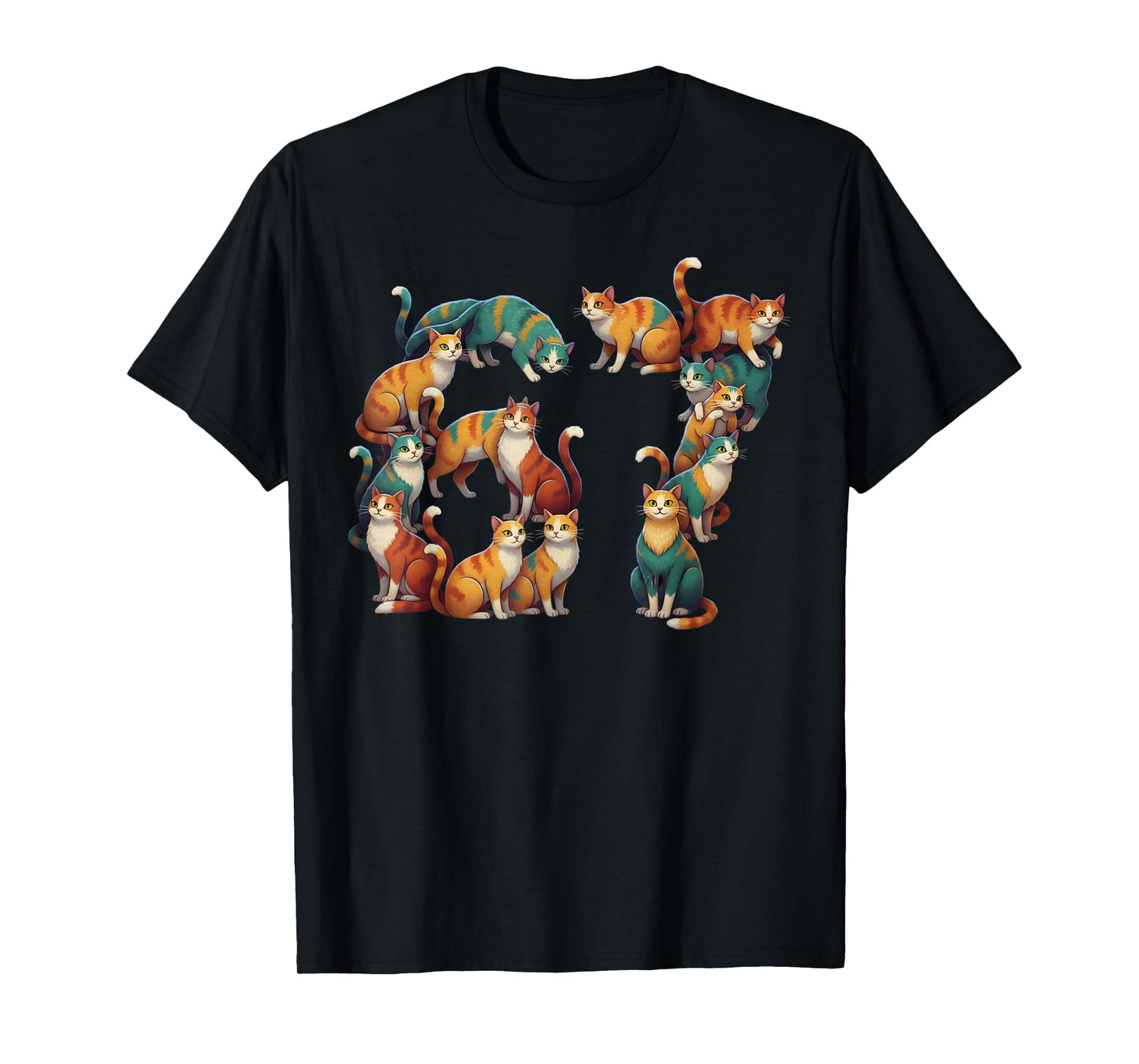 Funny Six Seven 6 7 Meme Gen Alpha Slang 67 Cat Meme T-Shirt