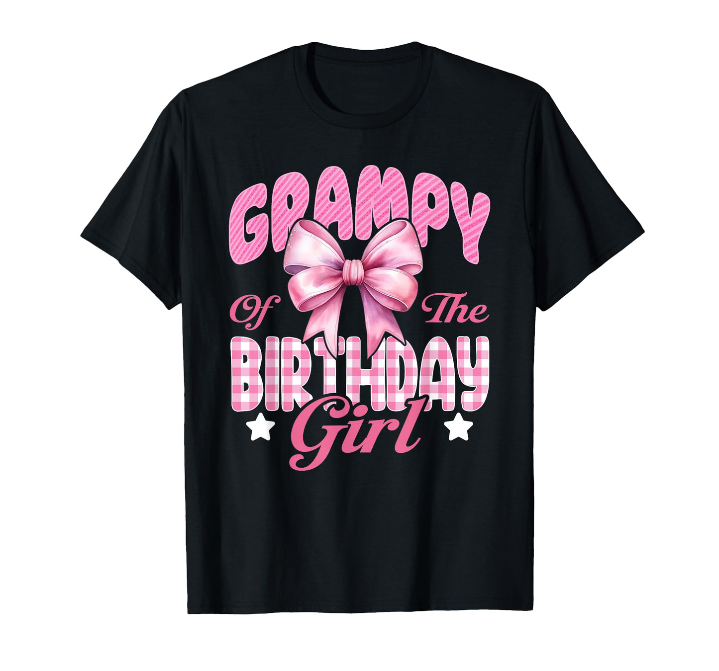 Grampy of The Birthday Girl Family Pink Coquette Bow T-Shirt