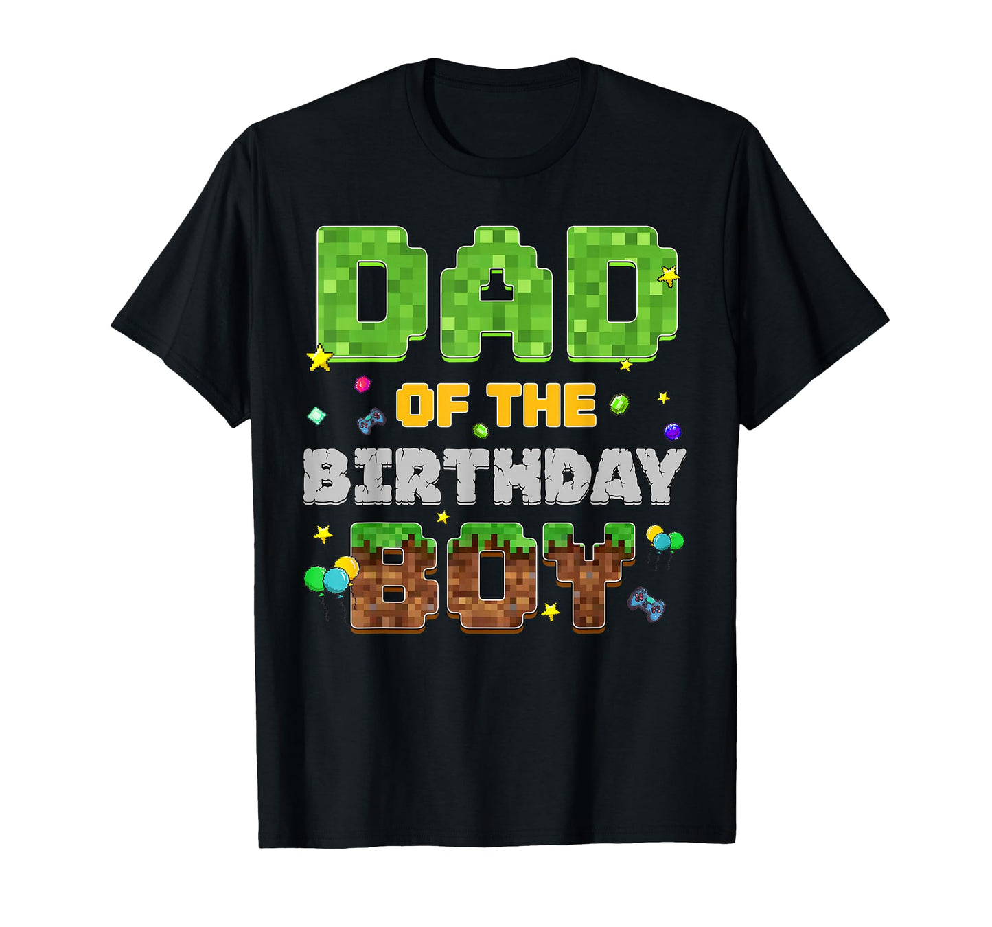 Dad Of The Birthday Boy Pixel Gamer Party Matching Family T-Shirt