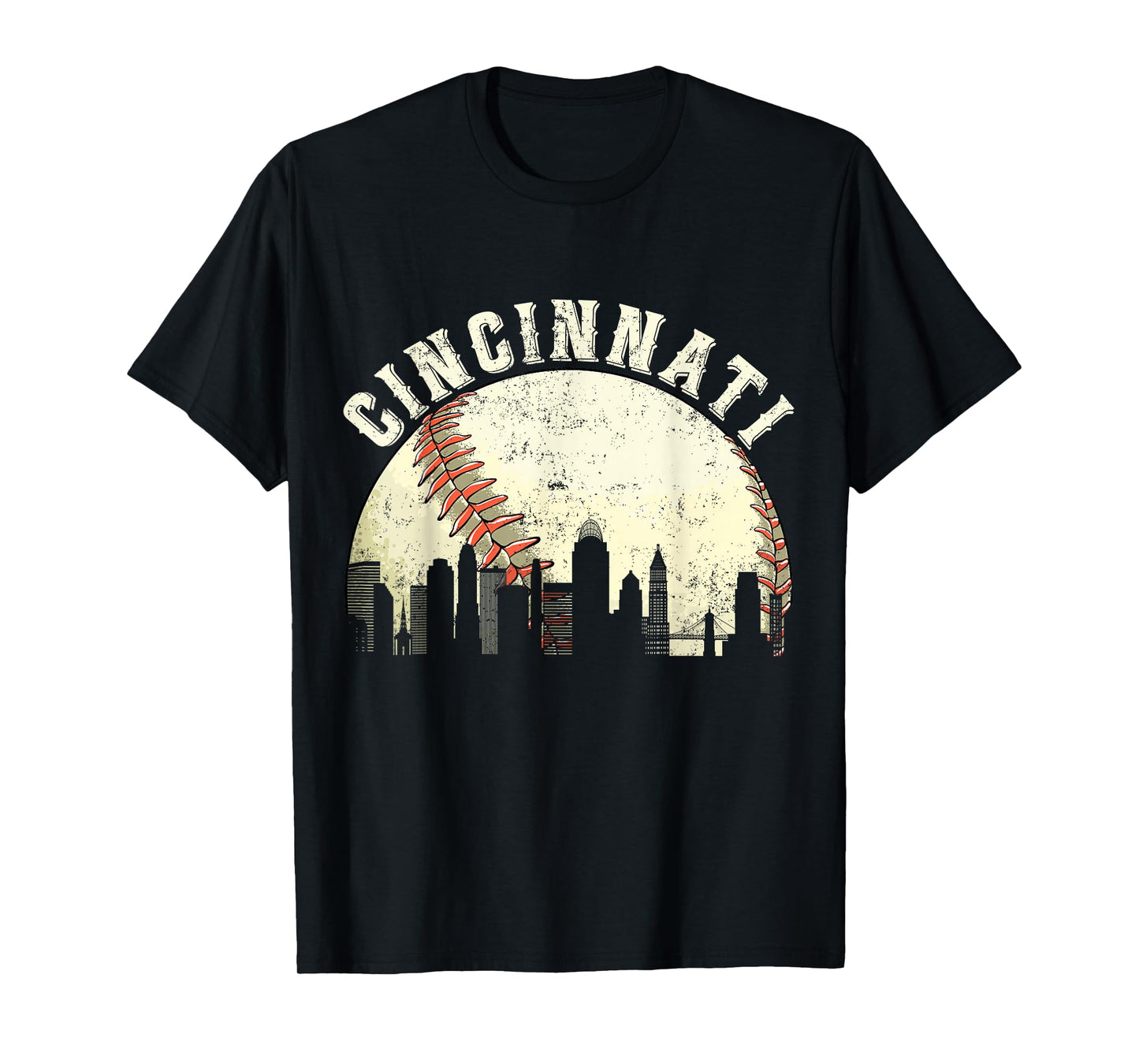 Cincinnati Vintage Baseball Tee Distressed Gameday Retro T-Shirt