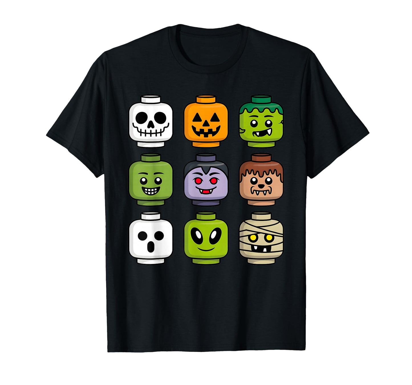 Halloween Building Brick Head Pumpkin Ghost Zombie Boys T-Shirt