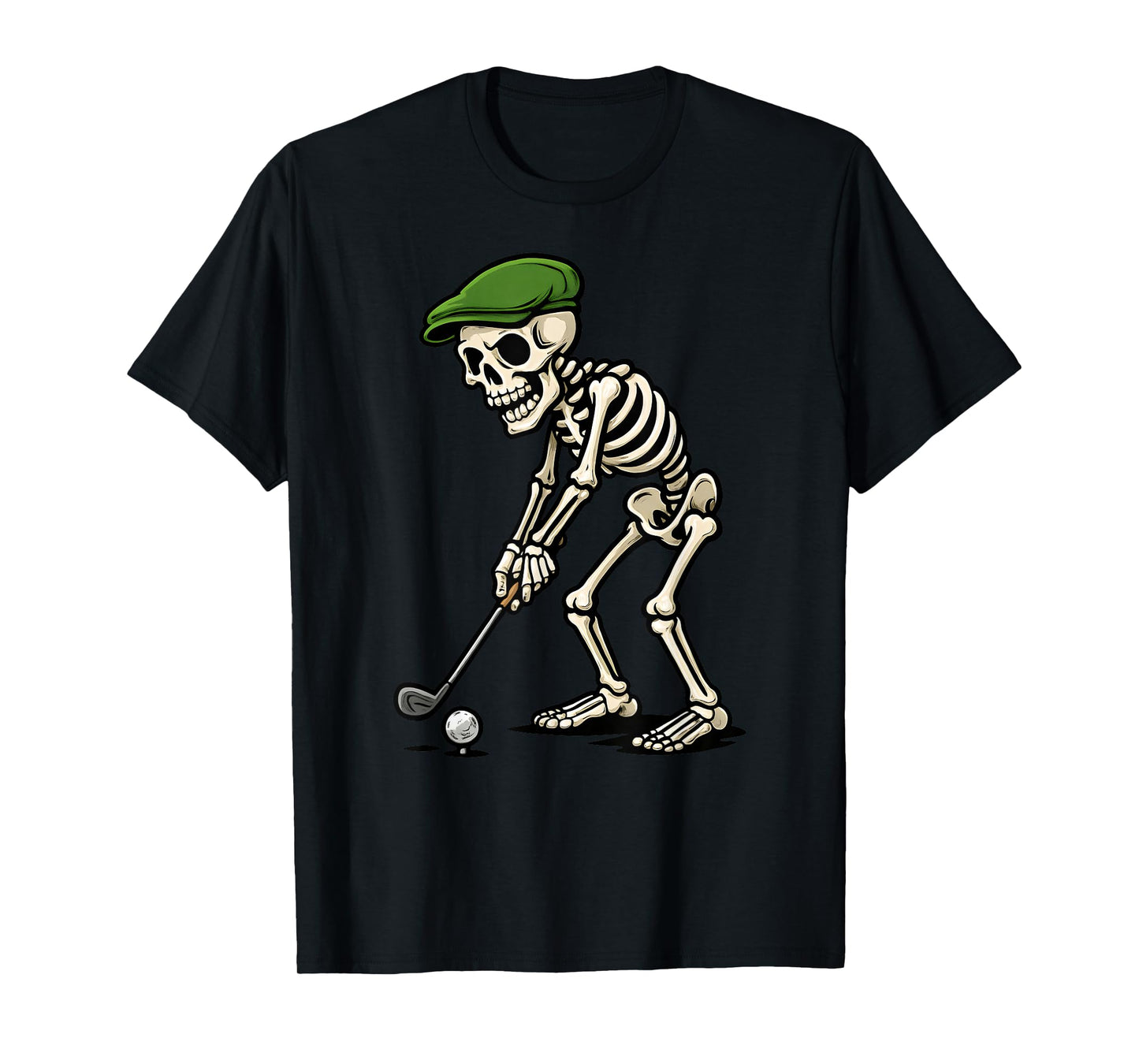 Skeleton Golf Player Spooky Halloween Golfer Golf Men Boys T-Shirt
