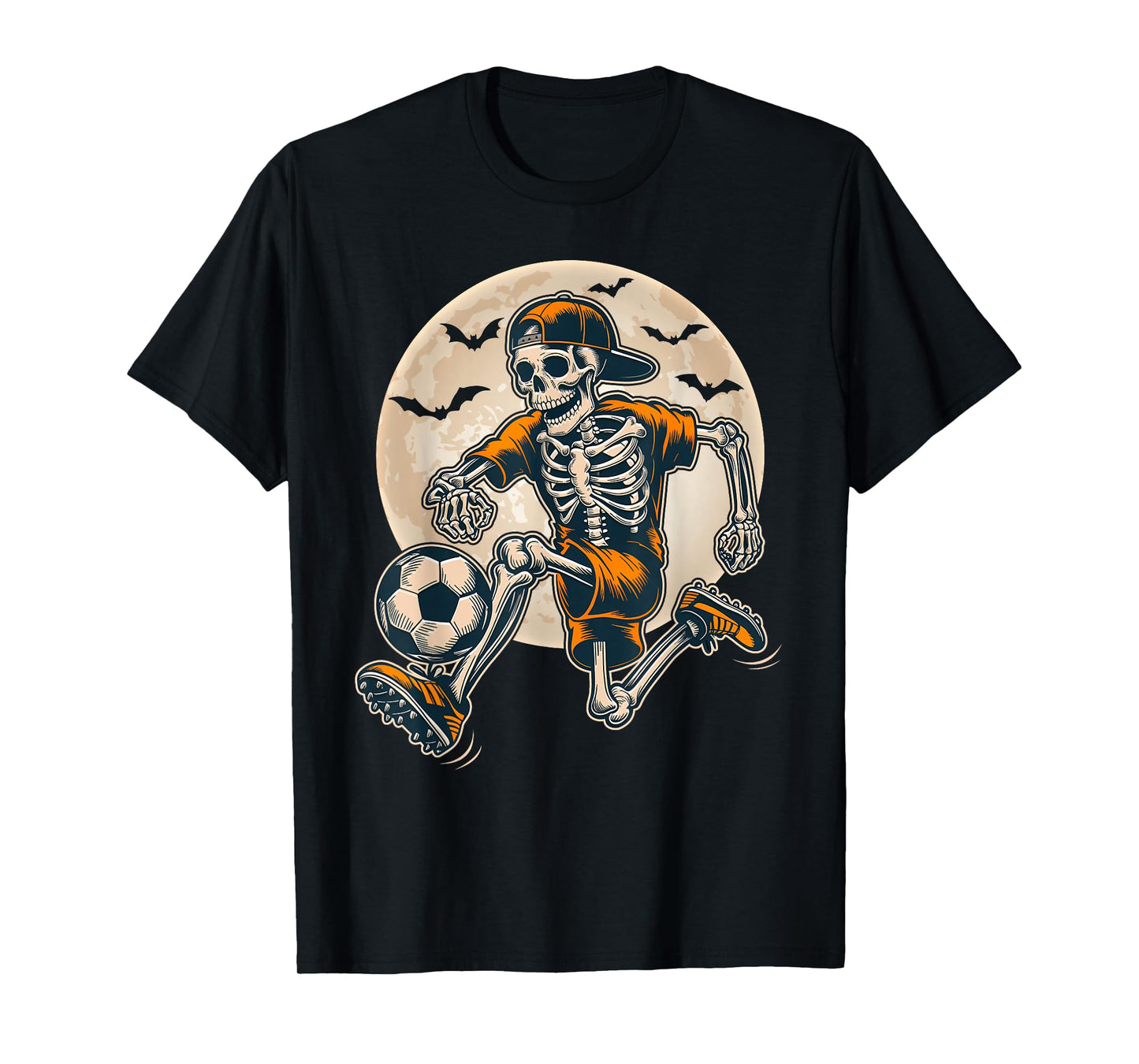 Funny Skeleton Soccer Men Boys Kids Halloween Costume T-Shirt