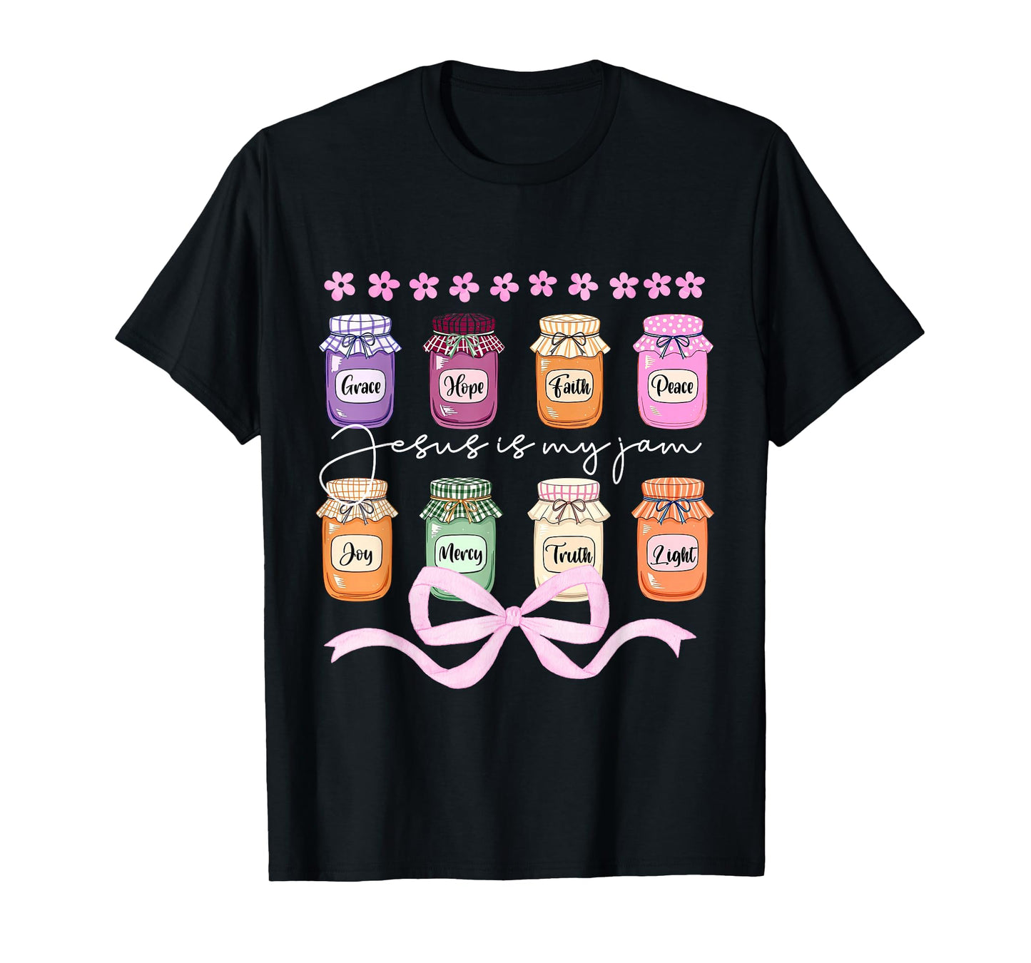 Jesus Is My Jam Coquette Bow Christian Religious Faith Women T-Shirt