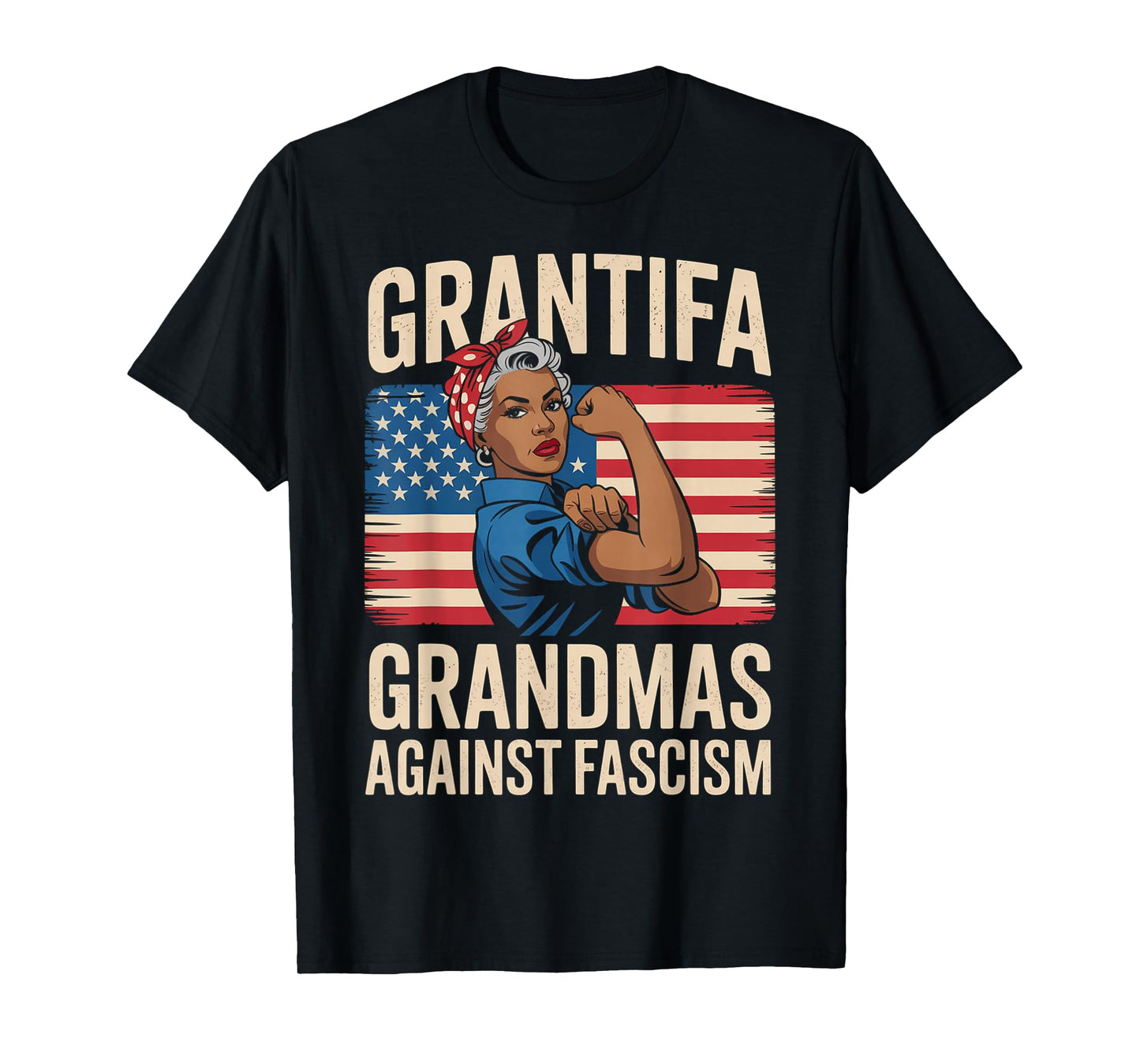 Grantifa Black Grandmas Against Fascism Flag Resist No Kings T-Shirt