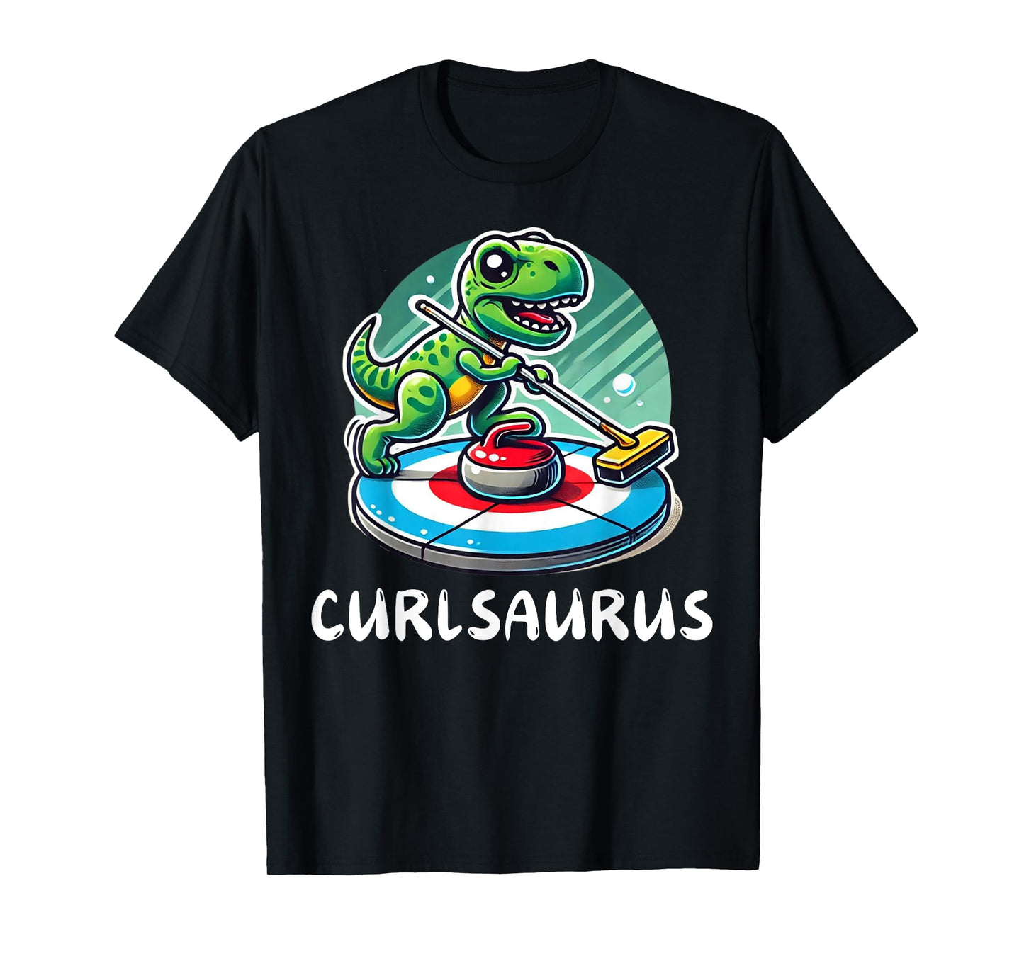 Curlsaurus T-Rex Dinosaur Funny Curling Curler T-Shirt