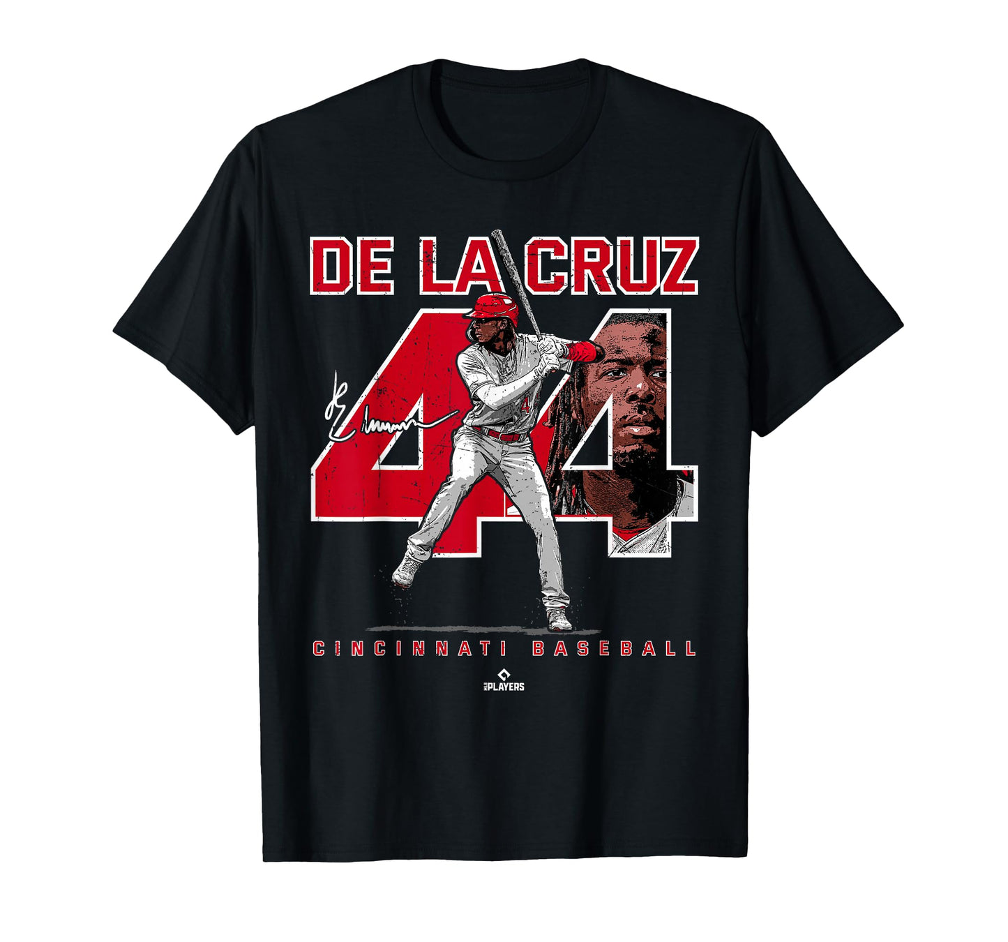 BallPark MVP Unisex-Adult Black Baseball Player T-Shirt - Small - Short Sleeve - Crew Neck - Cincinnati - Elly De La Cruz
