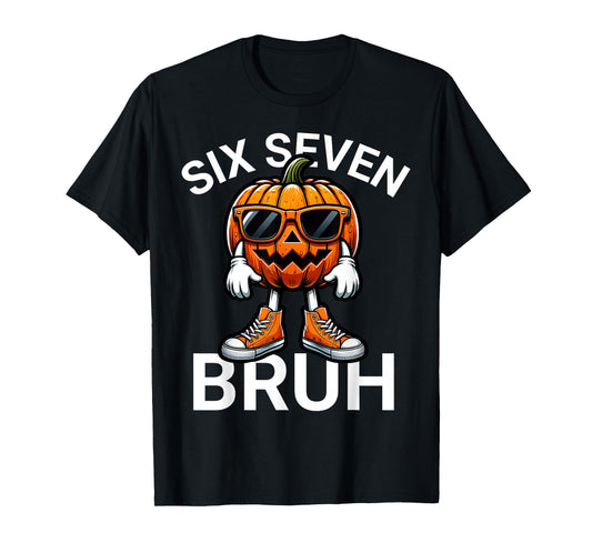 67 Halloween Funny Six Seven Meme Brainrot Pumpkin Kids Bruh T-Shirt