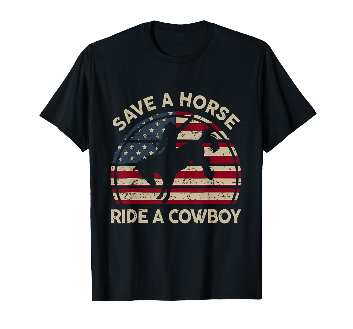 Vintage Rodeo Cowboy Western Country Horse USA Patriotic T-Shirt
