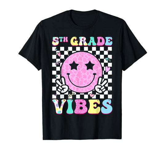 5th Grade Vibes Groovy Back to School Fifth Grade Girls Kids T-Shirt