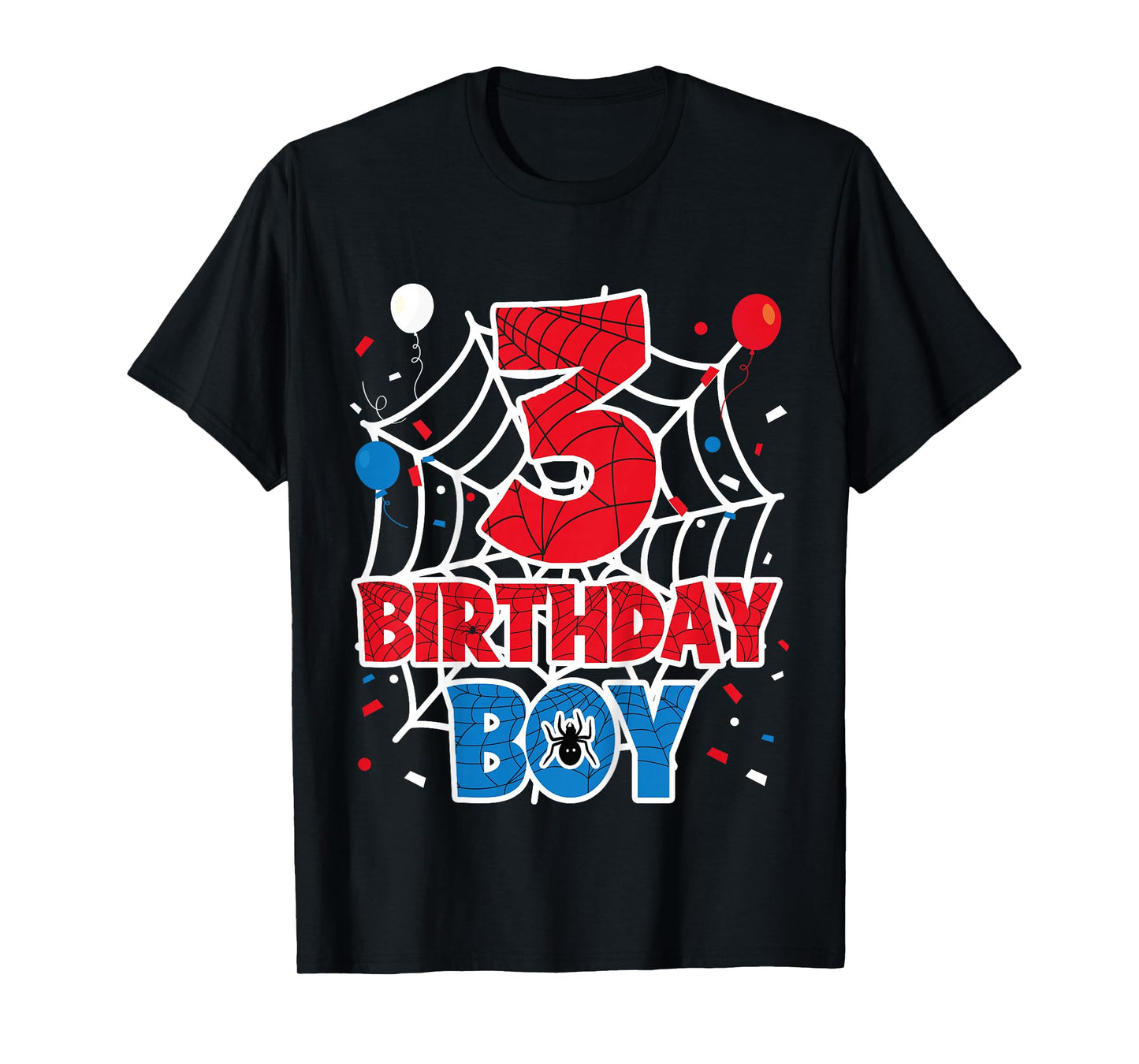 Kids Spider Web 3 Year Old Birthday Boy T-Shirt