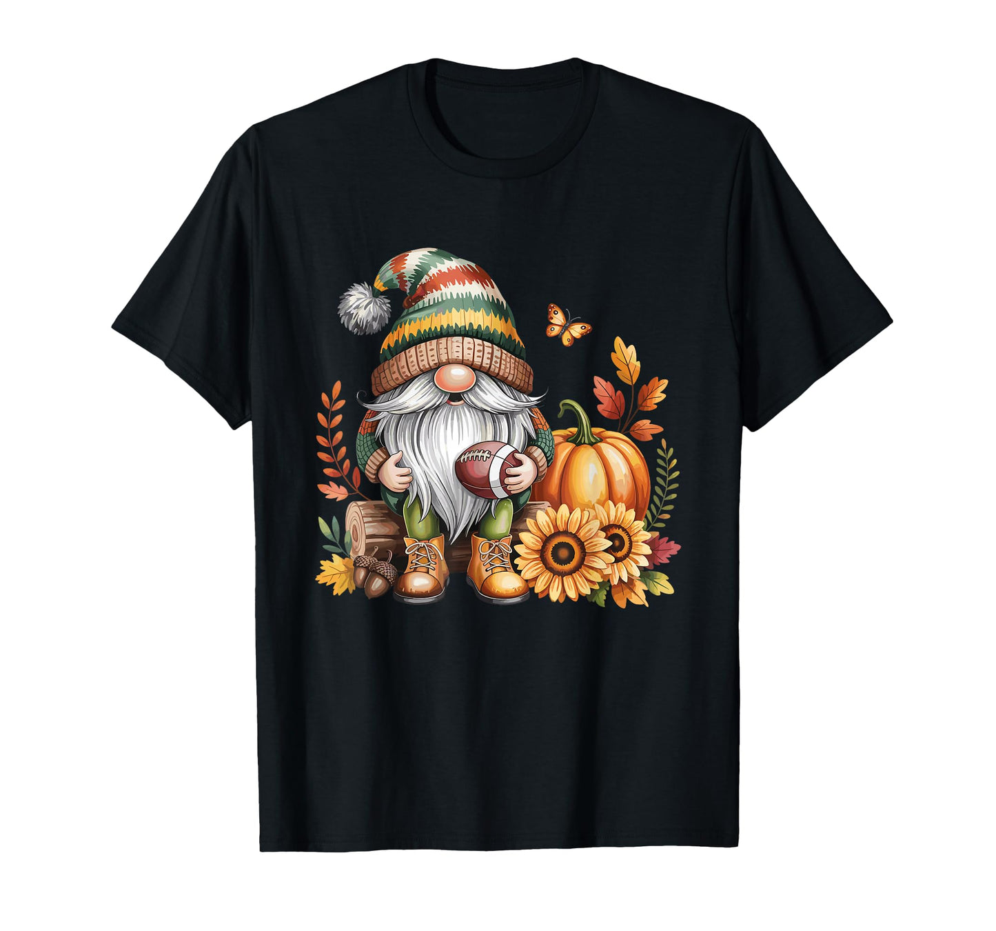 Gnome Football Season Thanksgiving Fall Leaves Autumn T-Shirt