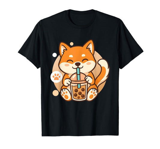 Cute Shiba Inu Dog Bubble Boba Tea Anime Kawaii Neko Gift T-Shirt