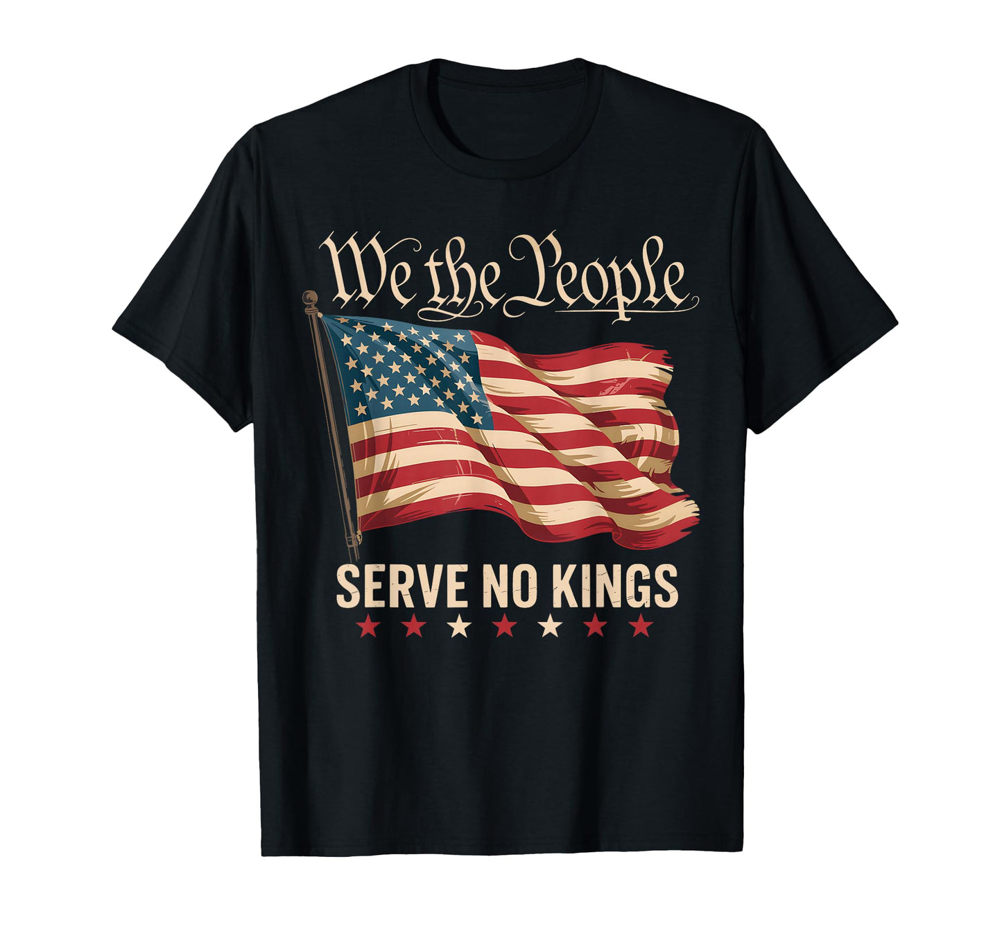 We The People Serve No Kings Vintage Retro USA Flag Protest T-Shirt