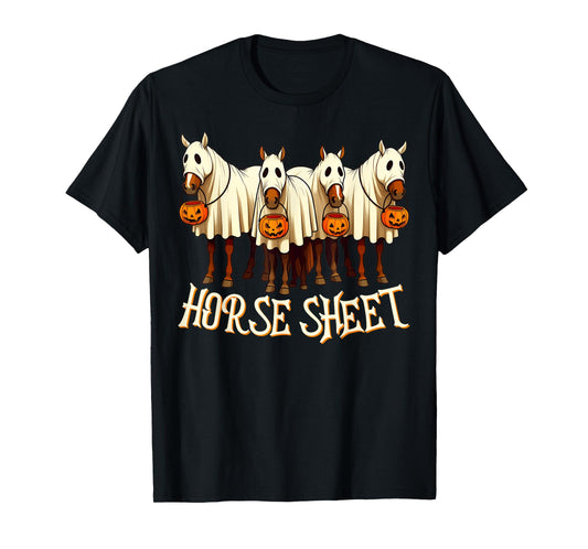 Cute Horse Sheet Ghost Horse Spooky Season Halloween Costume T-Shirt