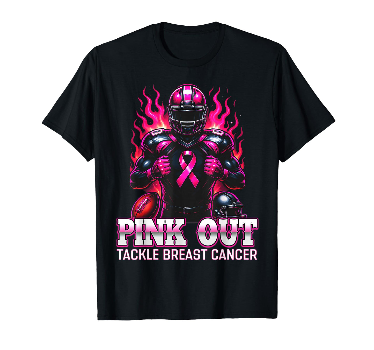 Tackle Breast Cancer Awareness Pink Out American Football T-Shirt