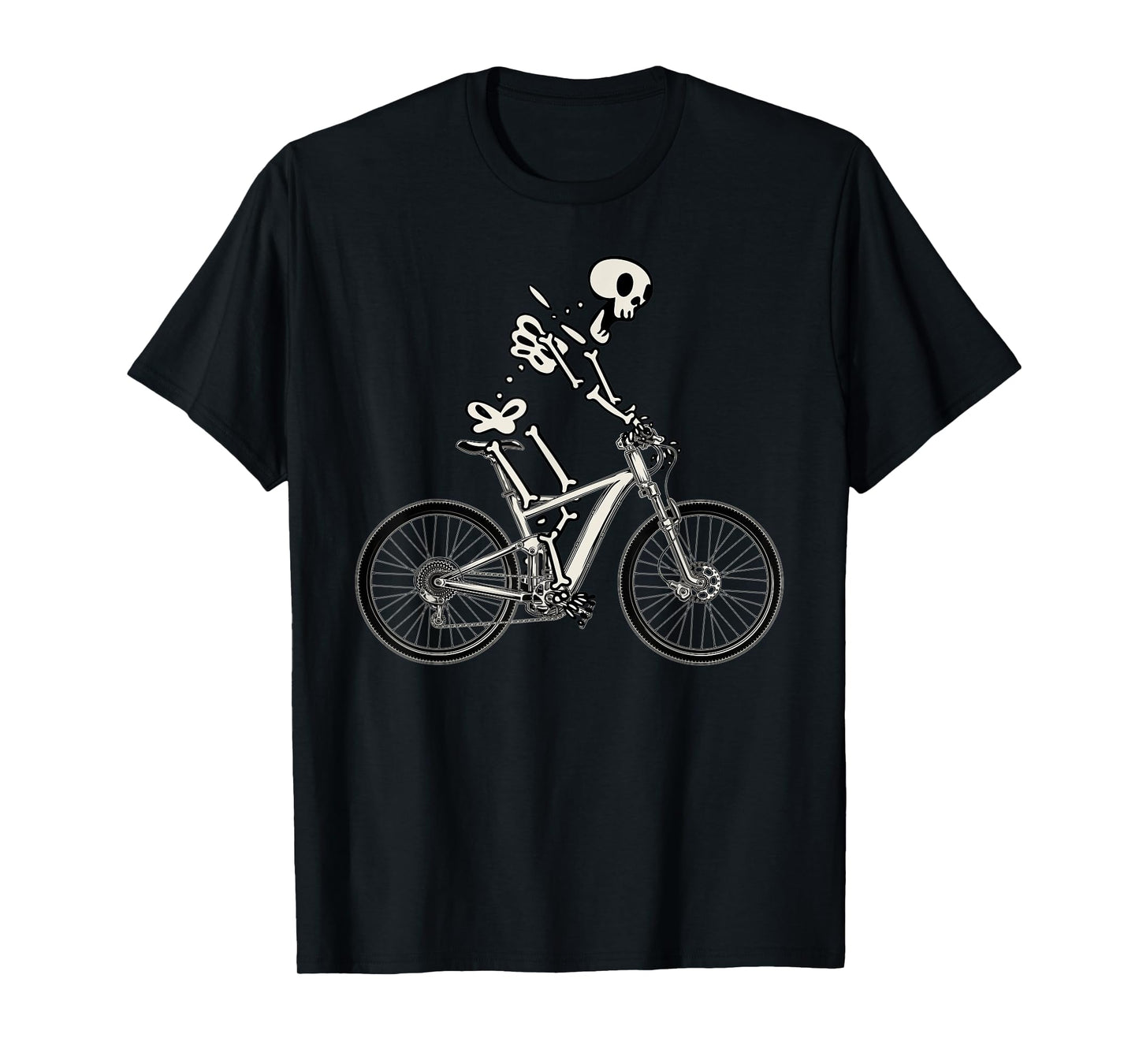 Bike Funny Skeleton On Bicycle Biker Mountain Bike T-Shirt