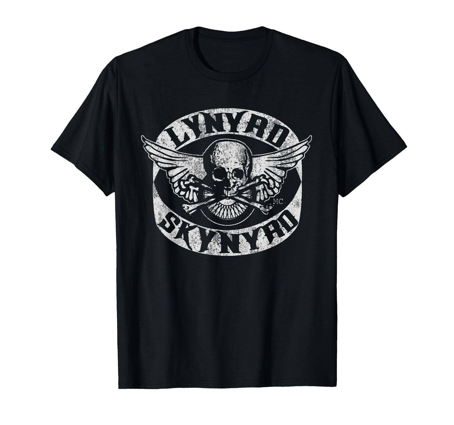 Lynyrd Skynyrd Biker Patch Skull Bones Vintage Classic Rock T-Shirt