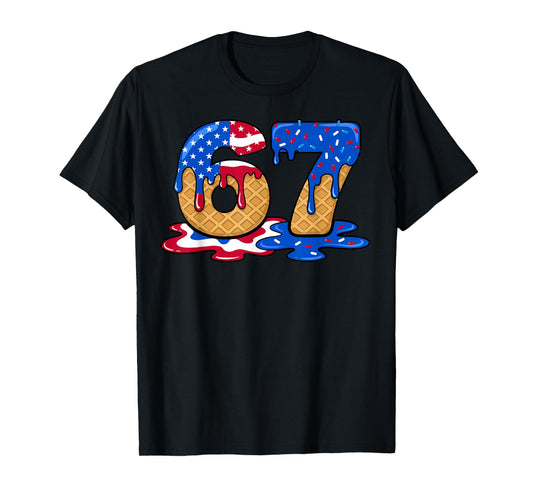 67 Ice Cream Drip Meme Funny Six Seven Gen Alpha Slang T-Shirt