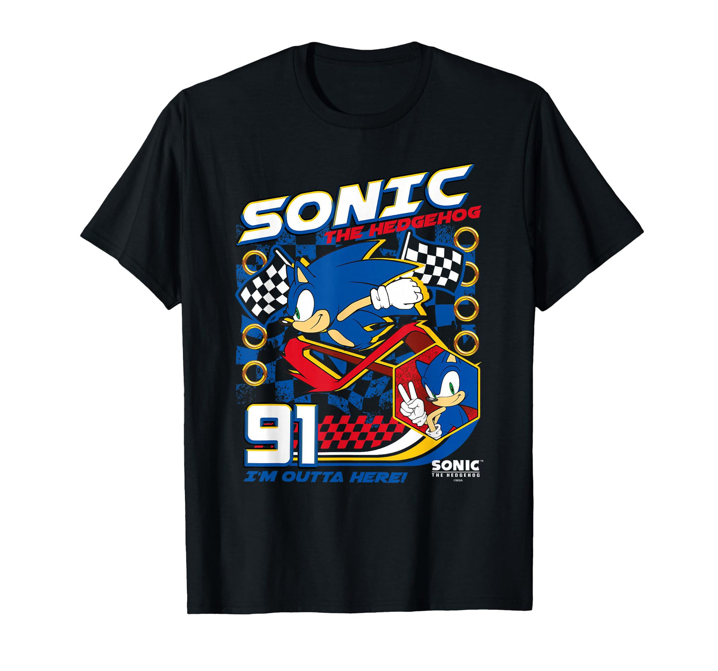 Sonic The Hedgehog 91 I'm Outta Here! Racing Poster T-Shirt