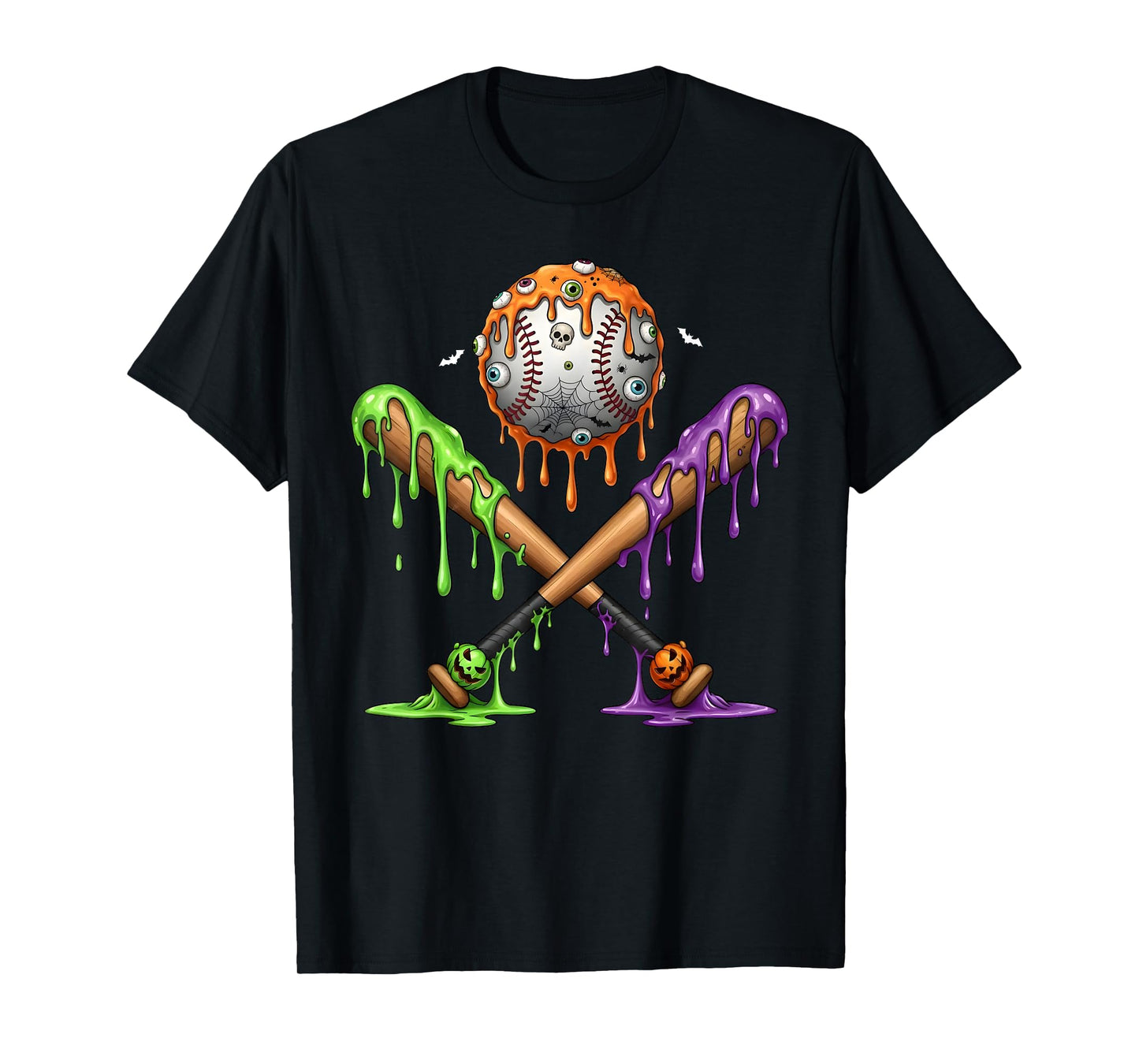 Baseball Bats Drip for Boys Ice Cream Drip Halloween T-Shirt
