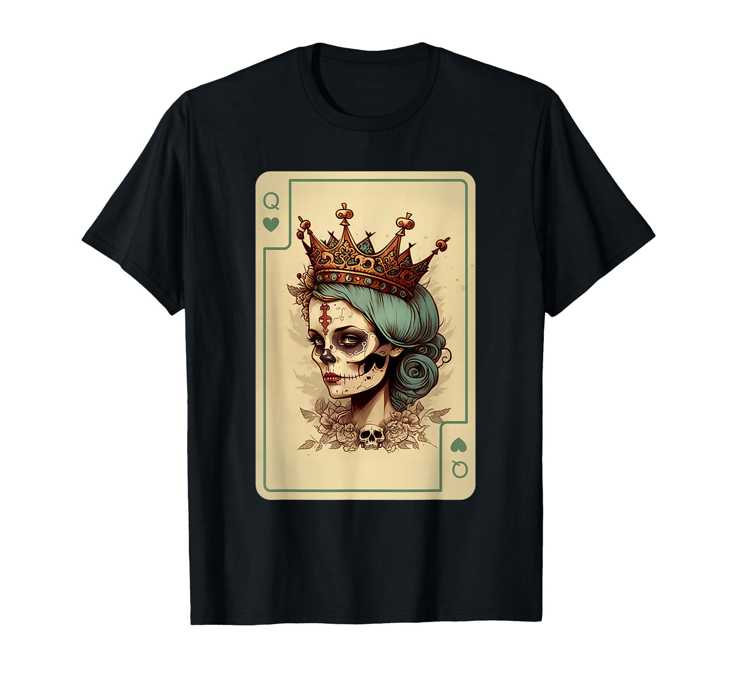 Queen of Hearts Gothic Poker Card Game Halloween Creepy T-Shirt