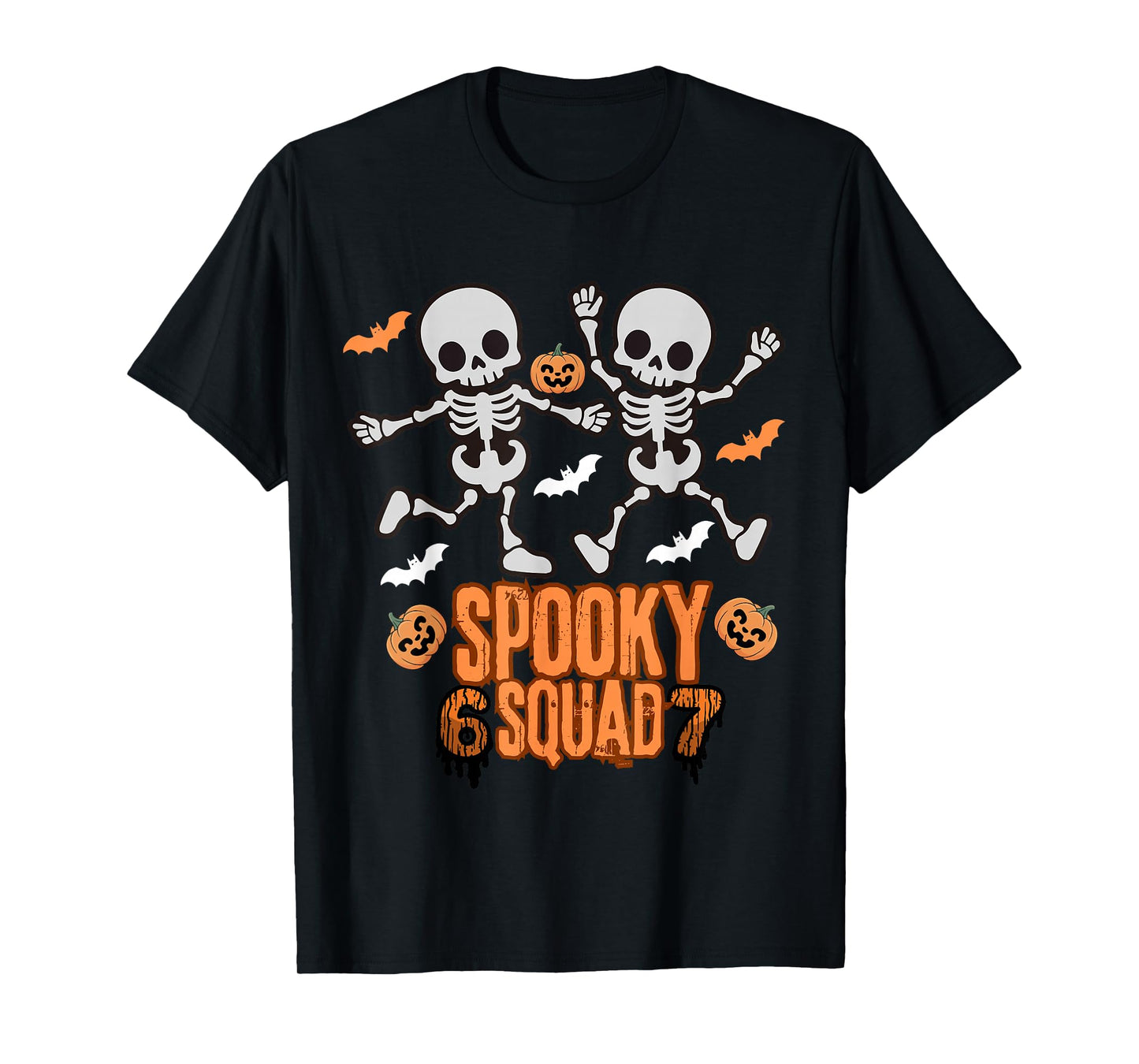 Funny 67 Spooky Squad 6 7 Numbers Six Seven Kids Skeleton T-Shirt