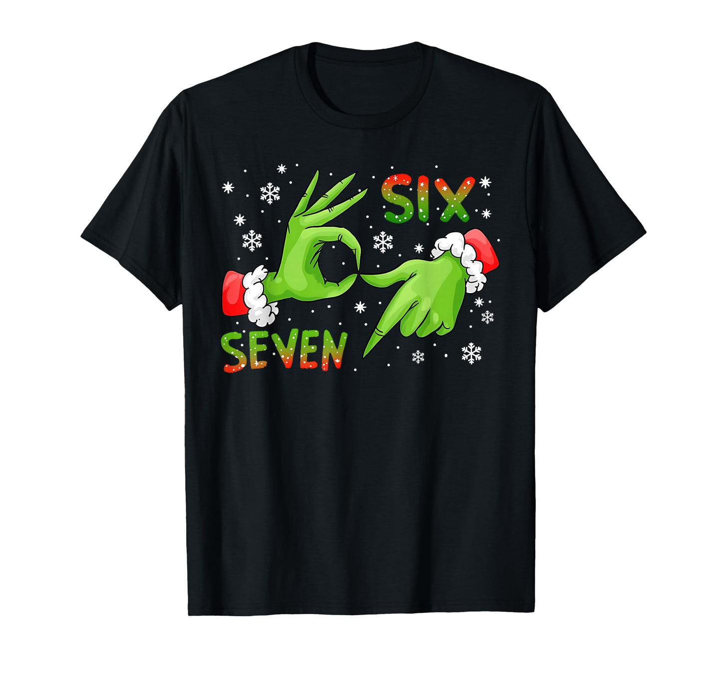 6 7 Six Seven Hand Gen Z Alpha Meme Slang Xmas Christmas T-Shirt