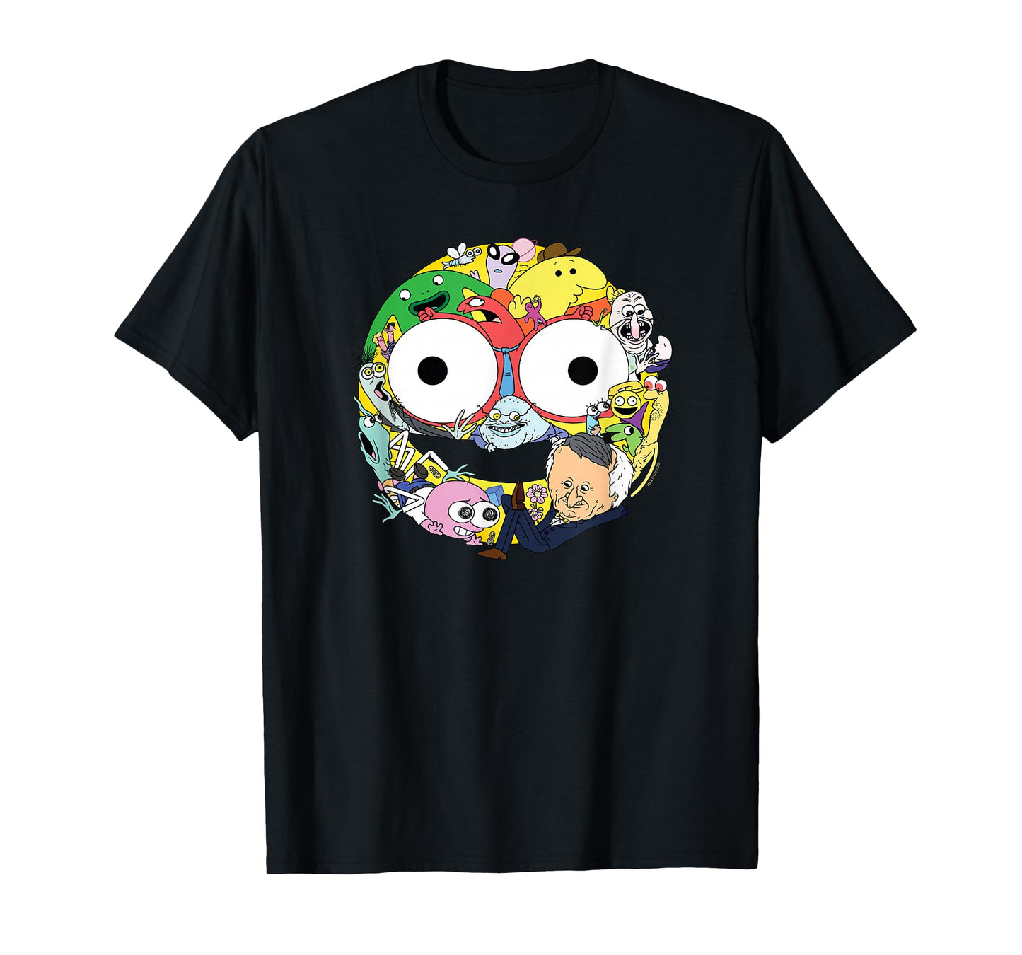 Smiling Friends Smiley Face Character Collage Funny Cartoon T-Shirt